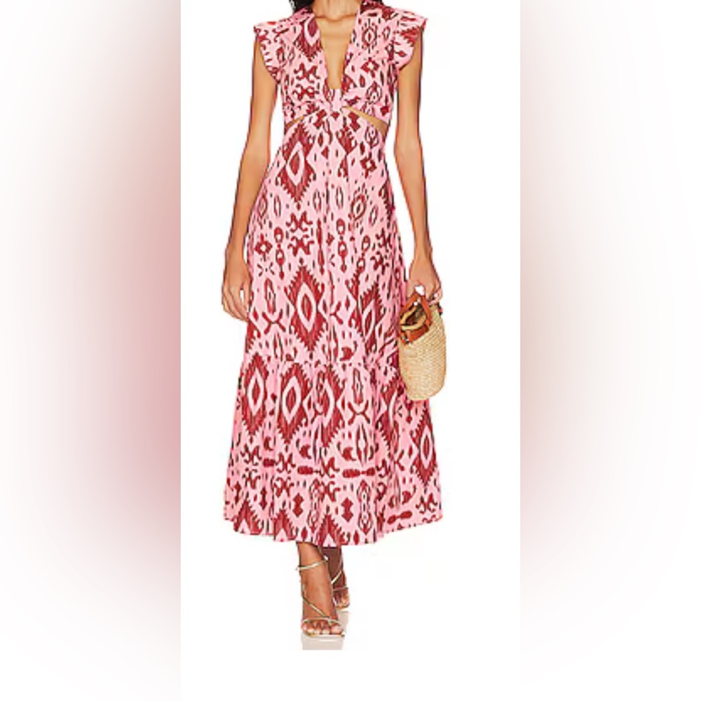 Steve Madden pink and auburn brown Patterned Midi Dress